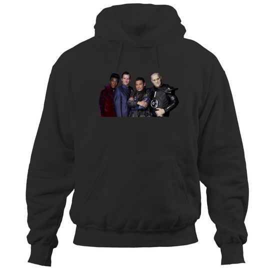 Discover Red Dwarf crew - Cat, Rimmer, Lister and Kryten Hoodies