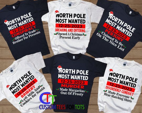 Discover Matching Christmas Shirts - North Pole Most Wanted Christmas t-shirts