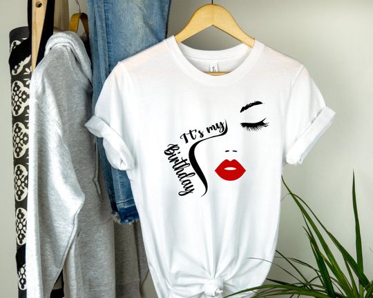 Discover Eyelash And Lips Shirt, It's My Birthday Shirt, Girls Birthday Party Shirt