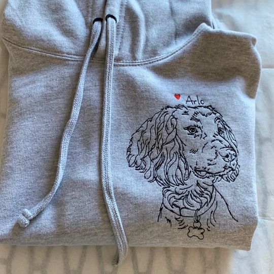 Discover Pet portrait custom embroidered hoodie