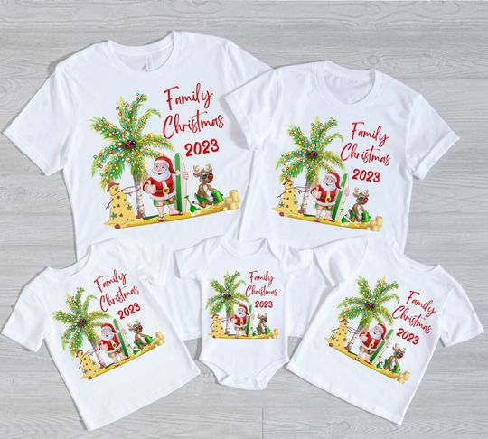 Discover Tropical Christmas Tshirt, Christmas Family Shirt, Xmas Palm Tree Shirt