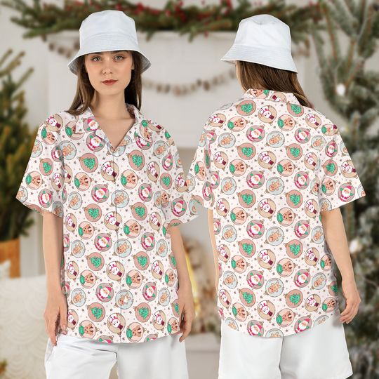 Discover Pink Christmas Bauble Hawaiian Shirt, Santa Claus Merry Christmas Hawaii Shirt