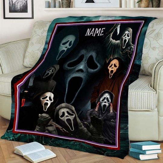 Discover Personalized Name Ghost Face Blanket, Scream Movies Halloween Blanket