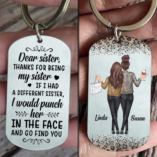 Discover Dear Sister - Personalized Bestie Stainless Steel Keychain