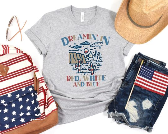 Discover Dreamin In Red White And Blue, Aesthetic Patriotic Shirt, Stars and Stripes Shirt