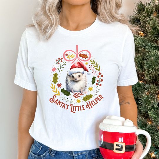 Discover HedgeHog Christmas Shirt Cute Santa's Little Helper T-Shirt