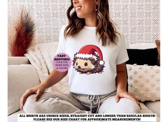 Discover Hedgehog Santa Hat Cute Christmas Shirt, Noel Hat Christmas Party Clothing