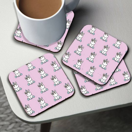 Discover Square Drink Coaster, Round Coffee Coaster, Gift for her, Cute Unicorn