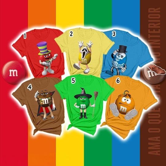 Discover Colorful Chocolate Candy Cosplay Matching Shirt, Candy Trick Or Treat Witch Tee