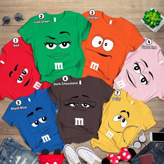 Discover M and M Faces Halloween Group Costume Shirt, M Chocolate Candy Matching Costume Shirt