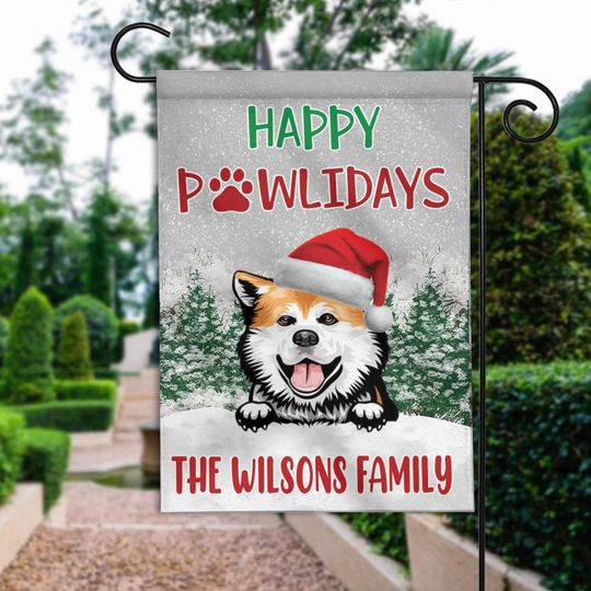 Discover Happy Pawlidays Christmas Flag, Funny Dog Christmas