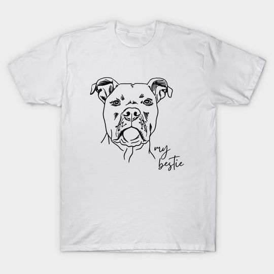 Discover My Bestie Pitbull Dog Drawing - Pitbull - T-Shirt