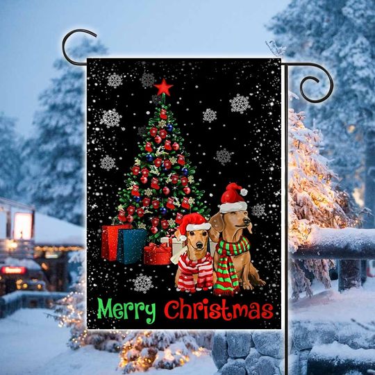 Discover Dachshund Christmas Tree Flag, Merry Christmas Garden Flag