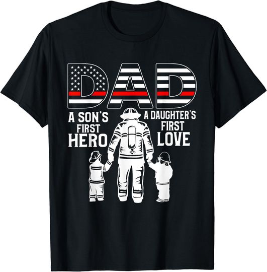 Discover Proud Firefighter Dad Daddy Fireman Dad Father’s day Men T-Shirt