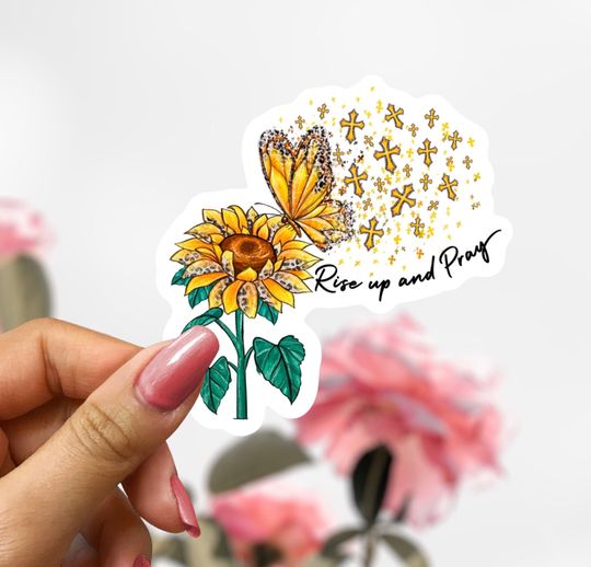 Discover Rise Up And Pray Sticker, Religious Butterfly Sticker Decal