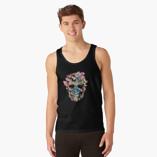 Discover Sage Tribe Skull With Butterflies Tank Top