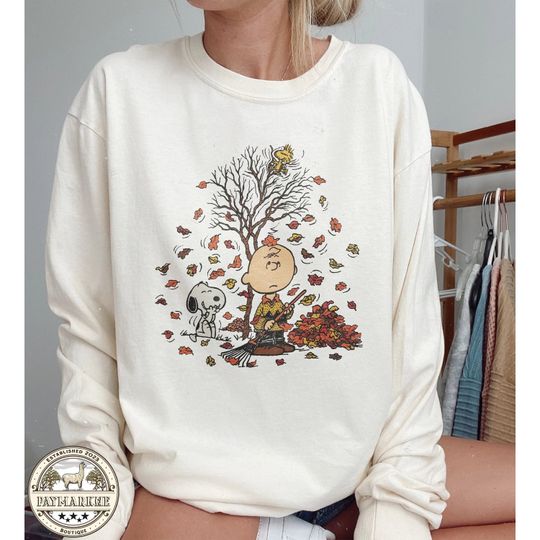 Discover Fall Snoopy Sweatshirt, Halloween Unisex Shirt, Snoopy Autumn Leaves Pumpkin Sweatshirt