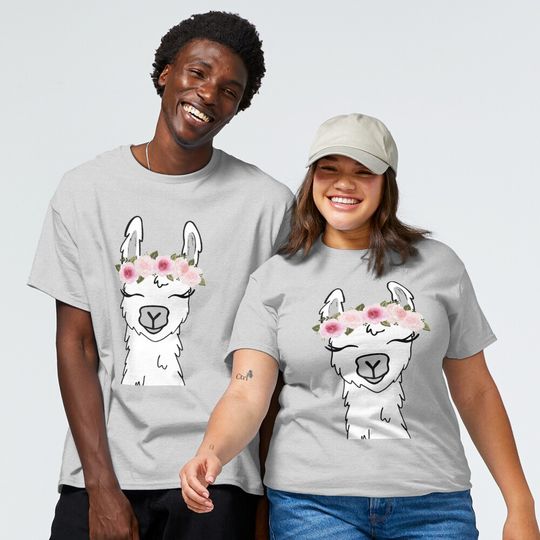 Discover Floral Crown Llama Classic Tee