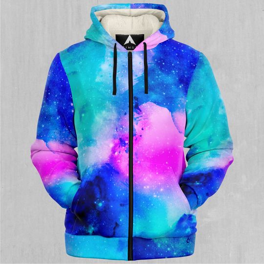 Discover Stellar Skies Galaxy Outer Space Nebula 3D fleece Zip-Up Hoodie