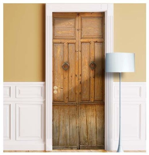 Discover Vintage Wood Gates Self-Adhesive Door Cover Sticker