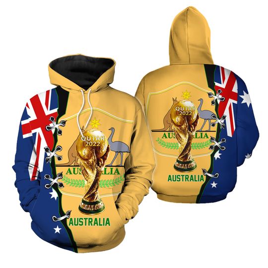 Discover Australia Flag National Soccer Team Australia World Cup 2022 3D Hoodie
