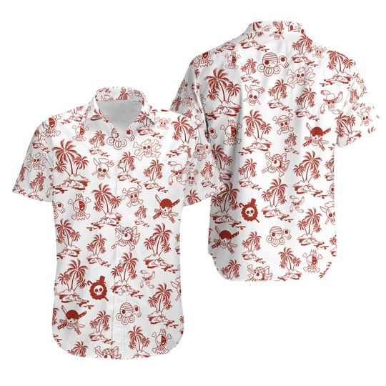 Discover One Piece Anime Pirate Print Hawaiian Shirt