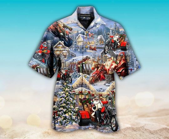 Discover Christmas Amazing Santa Biker Hawaiian Shirt
