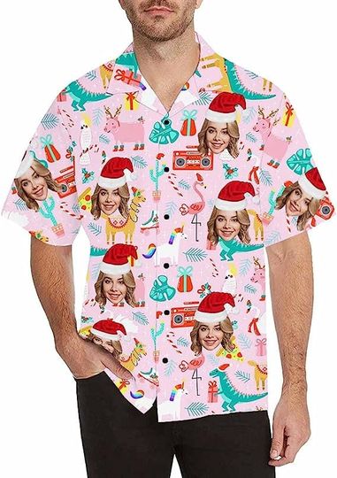 Discover Custom Face Hawaiian Shirt Christmas Shirt