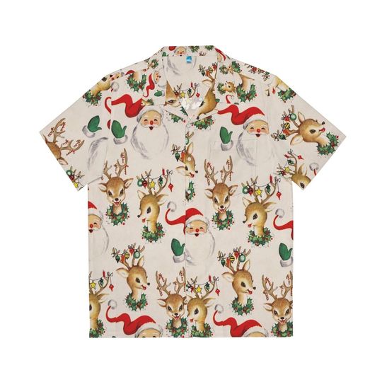 Discover Vintage look Hawaiian Shirt: Festive Christmas Santa and Reindeer