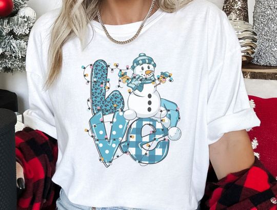 Discover Cute Snowmen Shirt, Happy Snowman T-shirt, Plus Size Christmas Shirt, Holiday Shirt
