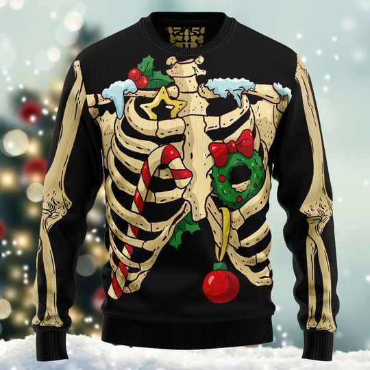 Discover Skeleton Christmas Awesome Ugly Christmas Sweater