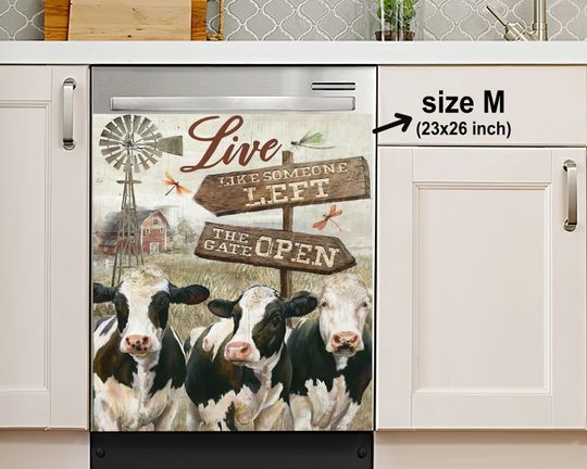 Discover Farm Cow Dragonfly Design Kitchen Dishwasher Cover