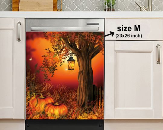 Discover Autumn Pumpkin Lantern Tree Farmhouse Fall Dishwasher