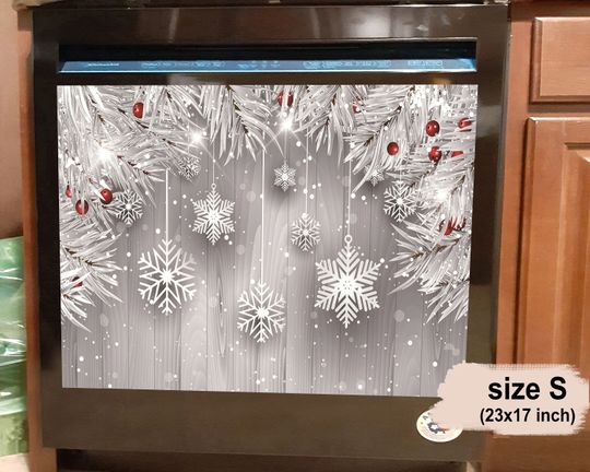 Discover Silver Snowflake Dishwasher Cover, Dishwasher Cover