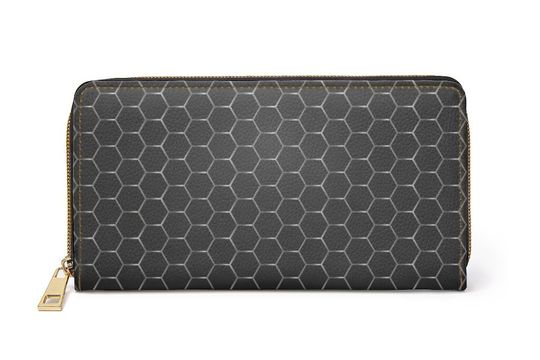 Discover Glossy Honeycomb Metal, Metal Pattern Wallet, Black Zipper Wallet, Wallet Clutch