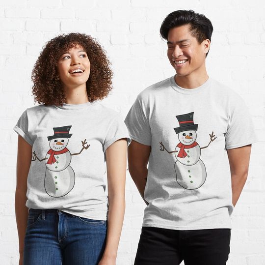 Discover Cute Snowman Cartoon Classic T-Shirt