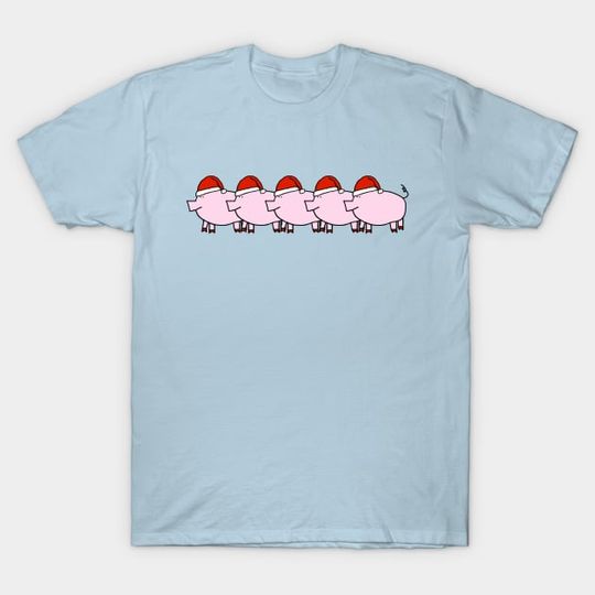 Discover Cute Christmas Pig in Santa Hat Five - Christmas - T-Shirt