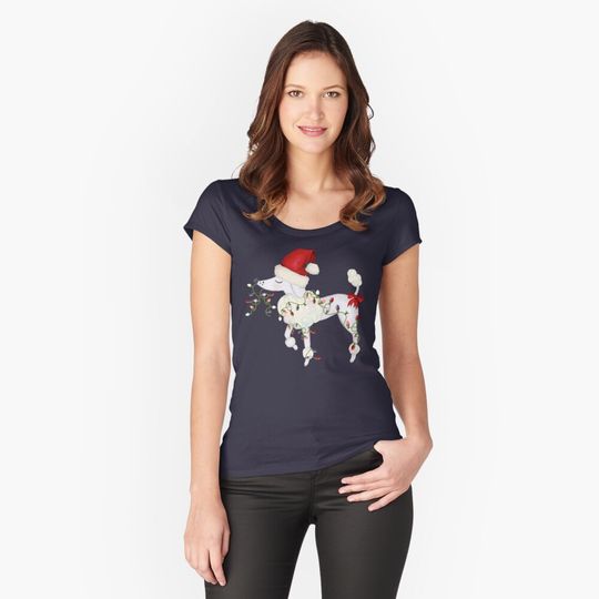 Discover Christmas Poodle Fitted Scoop T-Shirt