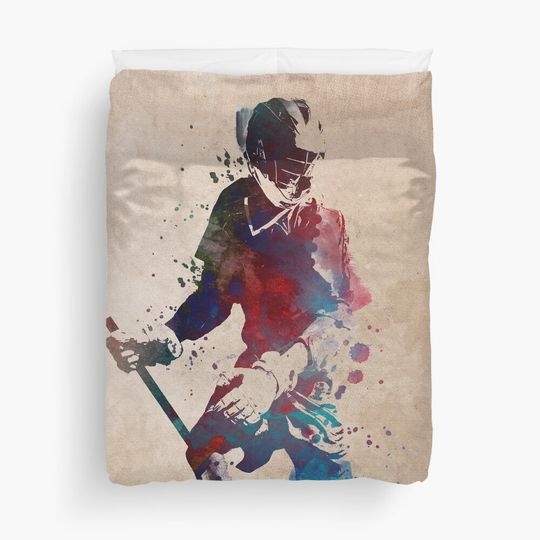 Discover Lacrosse player art 3 Duvet Cover