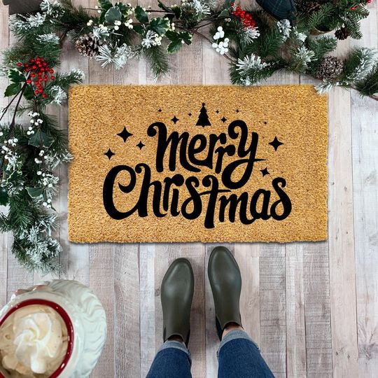 Discover Merry Christmas Coir Mat, Lovely Winter Gift, New Year Doormat