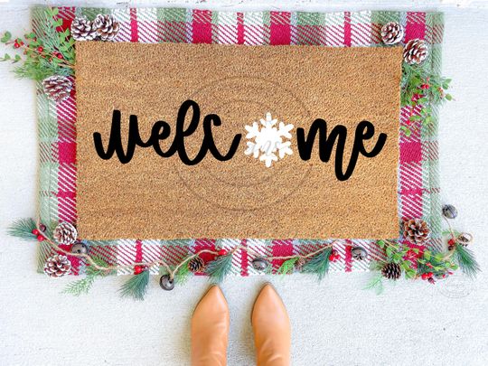 Discover Snowflake Welcome Mat | Winter Doormat | Snowflake Doormat
