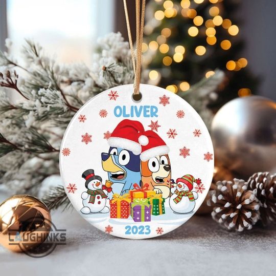 Discover Custom Christmas BlueyDad Bingo Ornament, BlueyDad Bingo Family Ceramic Christmas