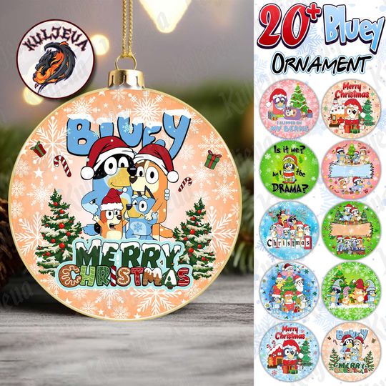 Discover CUSTOM Blue Dog Family And Friend Holiday Ornament, Christmas/ Halloween Cartoon