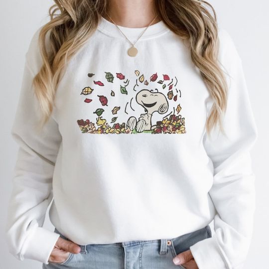 Discover Fall Snoopy Sweatshirt, Snoopy Autumn Leaves Pumpkin Sweatshirt