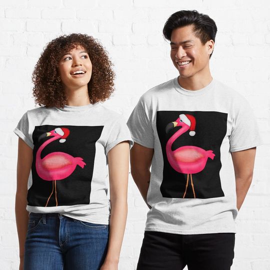 Discover Pink Flamingo Christmas Classic T-Shirt