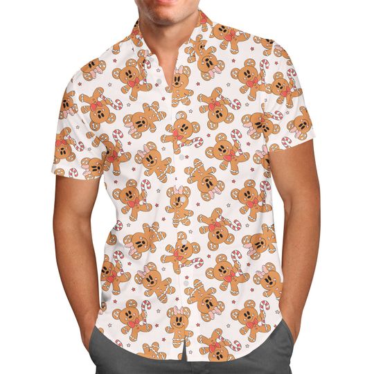 Discover Mouse Gingerbread Cookies - Theme Park Hawaiian Shirt