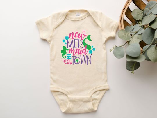 Discover New Mermaid In Town, Colorful Mermaid Onesie For Baby