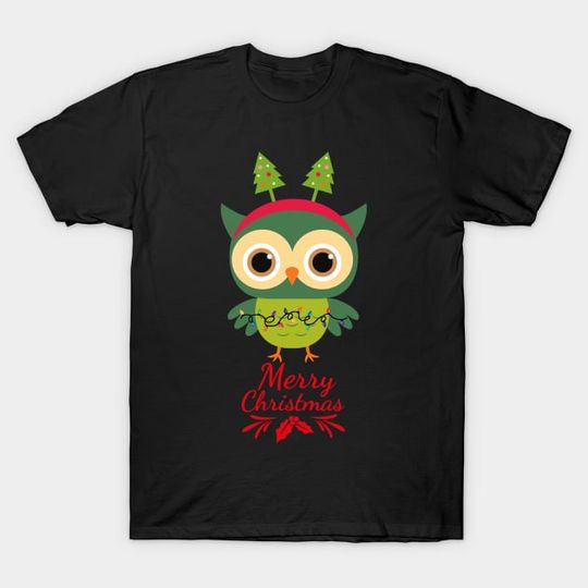 Discover Cute Green Christmas Owl - Christmas Owl - T-Shirt