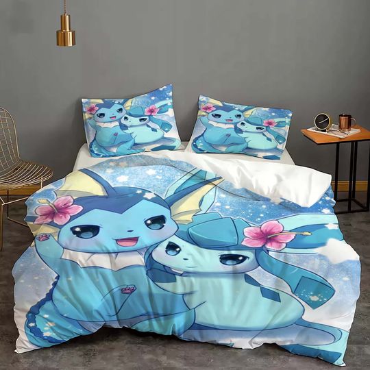 Discover Halloween Custom PKM Eevee Cover Bedding Three-Piece Set