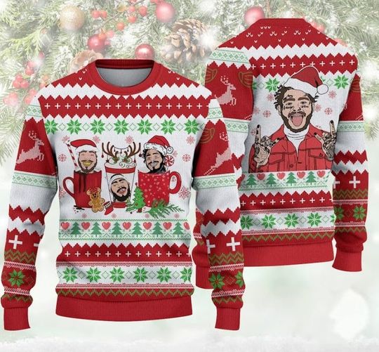 Discover Post Malone Coffee Cups Ugly Christmas Sweater